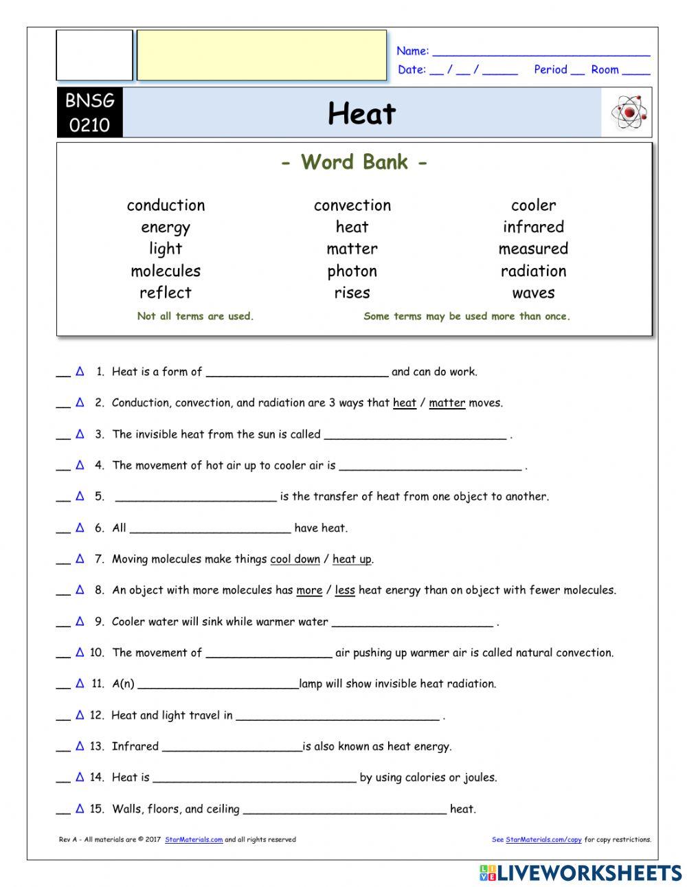 Bill Nye Heat Video online exercise for Live Worksheets