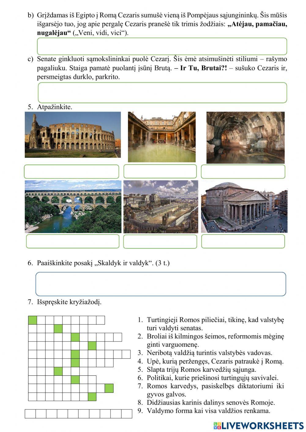 Kontrolinis darbas. Nuo miesto iki imperijos