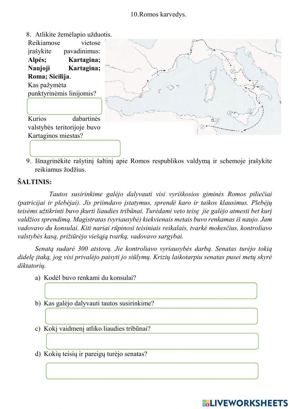 Kontrolinis darbas. Nuo miesto iki imperijos