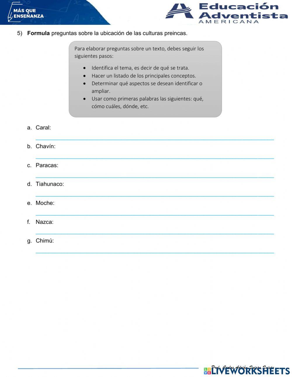 Ubicación de la culturas preincas