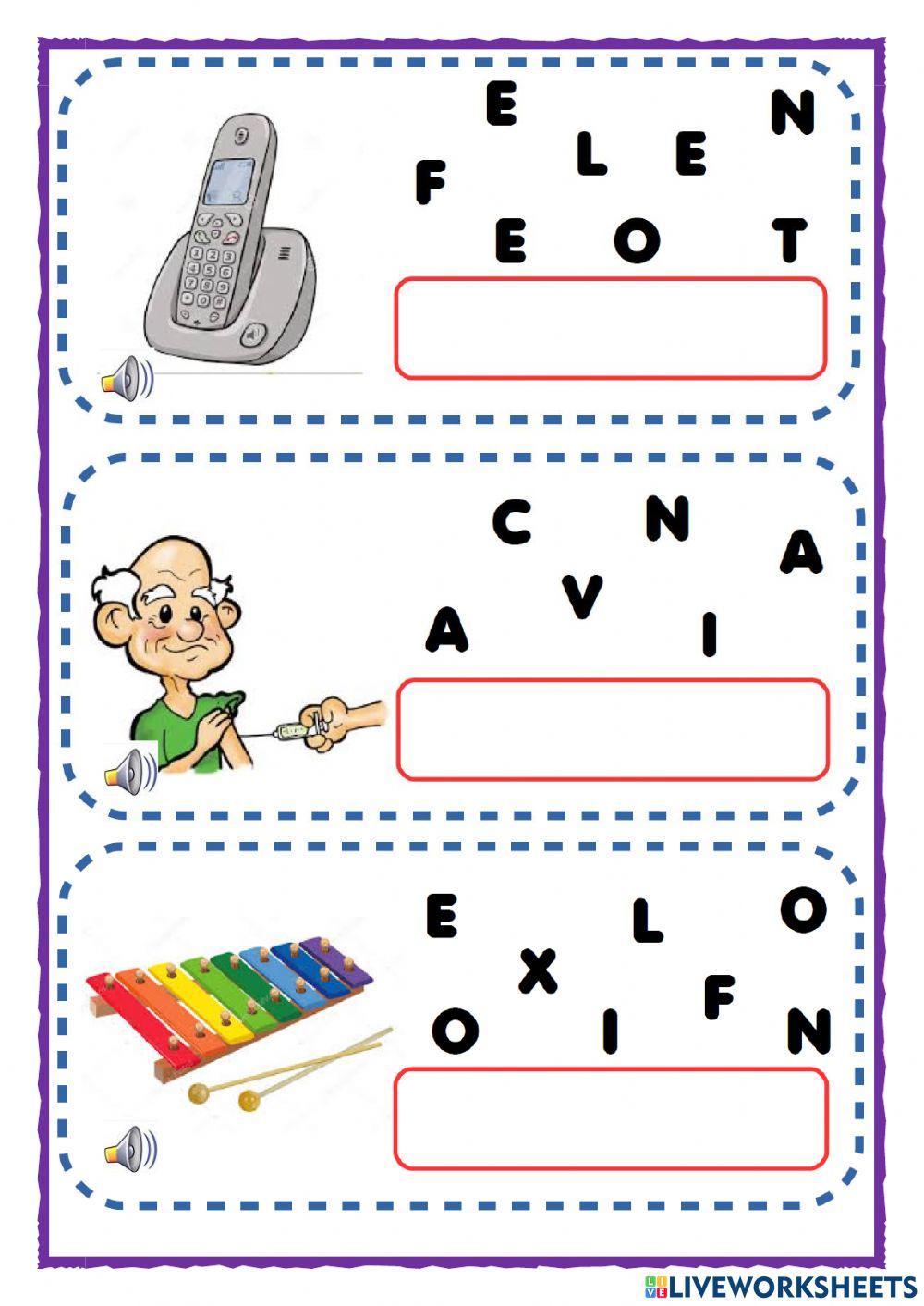 Ordene as letras e escreva a palavra