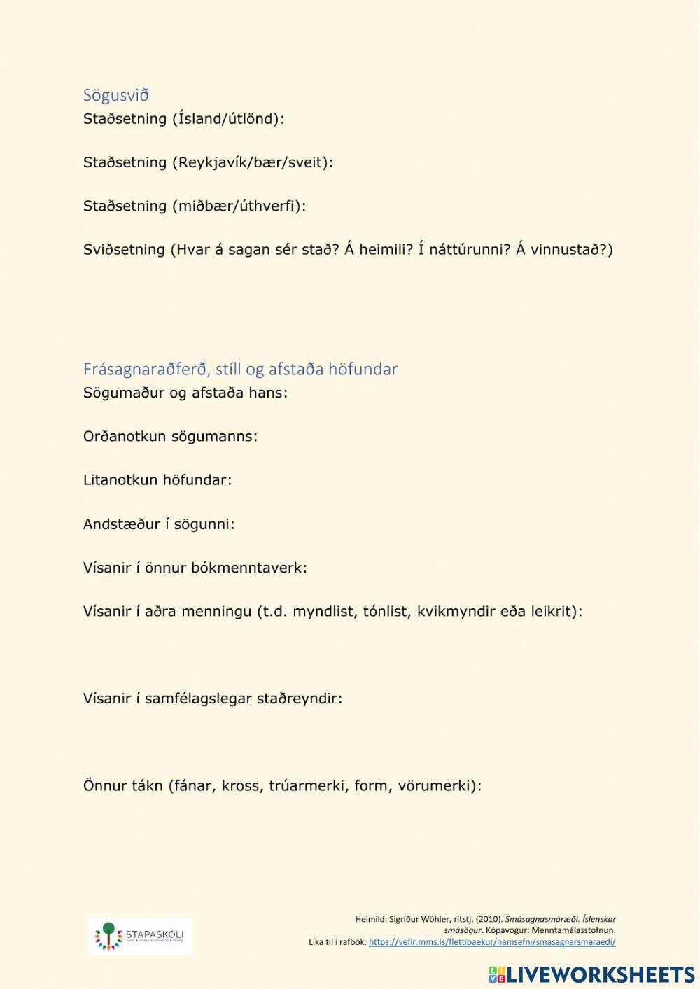 Leitaðu að merkingunni í smásögu