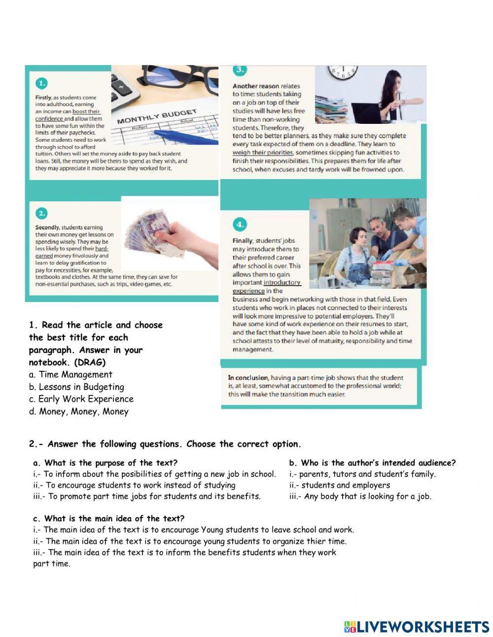 Unit 1: My first job 3° medio