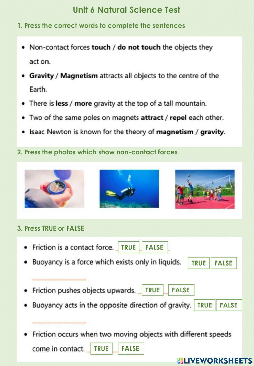 Unit 6 Natural Science Test