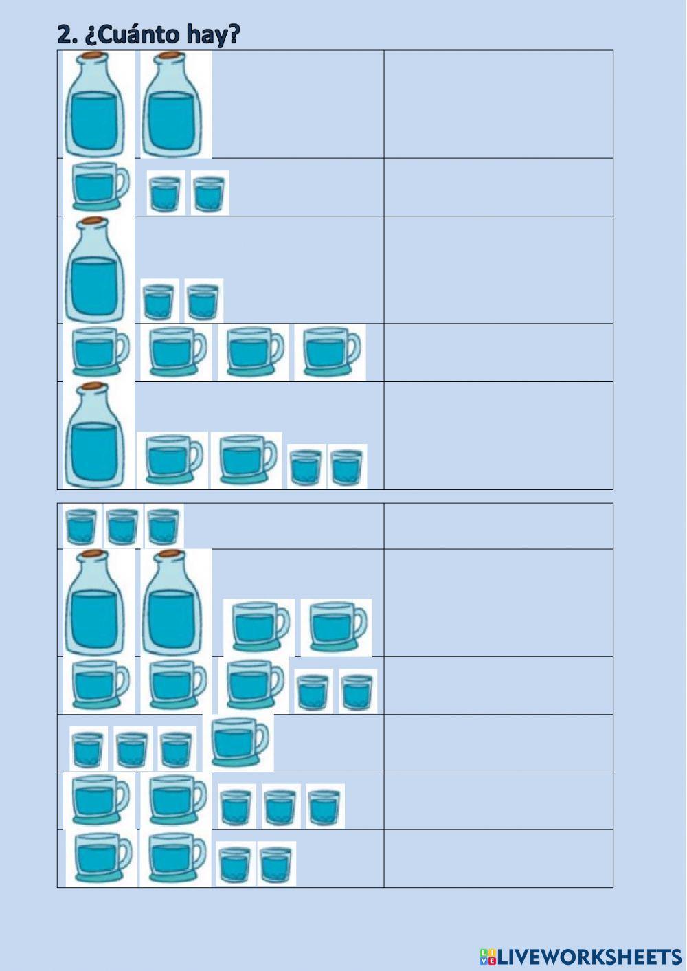 Capacidad: Litro, medio litro y cuarto de litro.