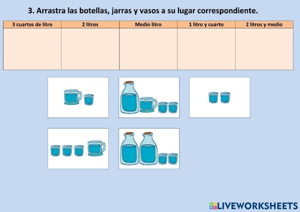 Capacidad: Litro, medio litro y cuarto de litro.