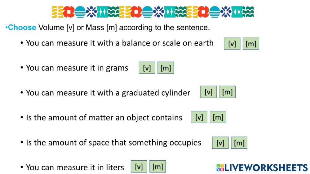 Matter: Mass and Volume