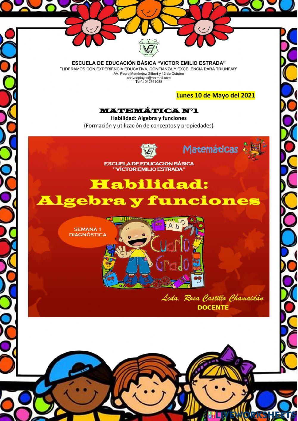MATEMÁTICA N°1 Habilidad: Algebra y funciones