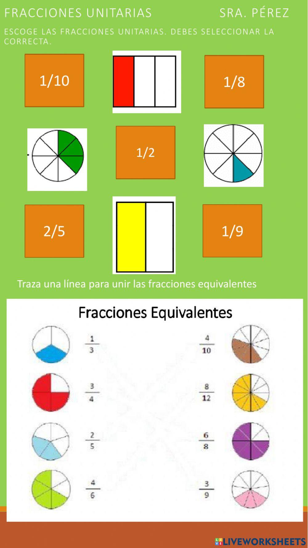 Fracciones unitarias y equivalentes