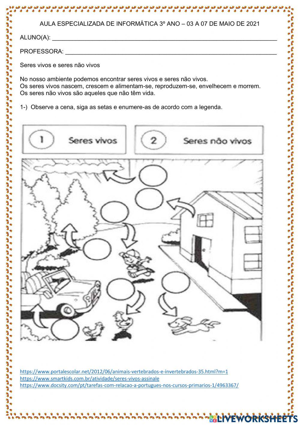 Seres vivos e seres não vivos