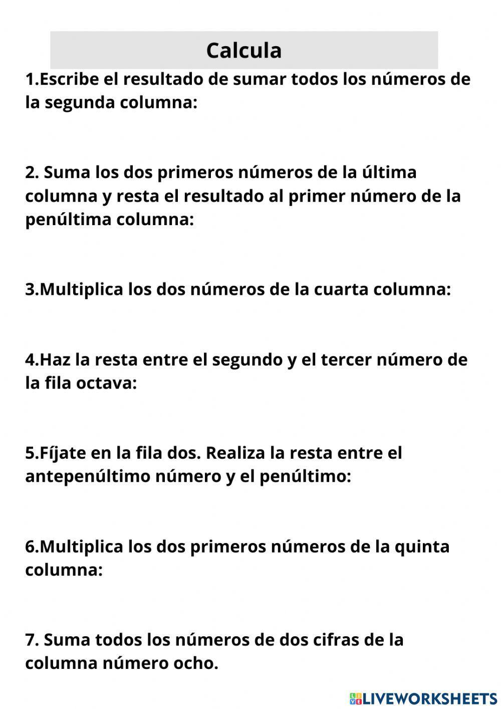 Cálculo y numeración Cálculo y numeración