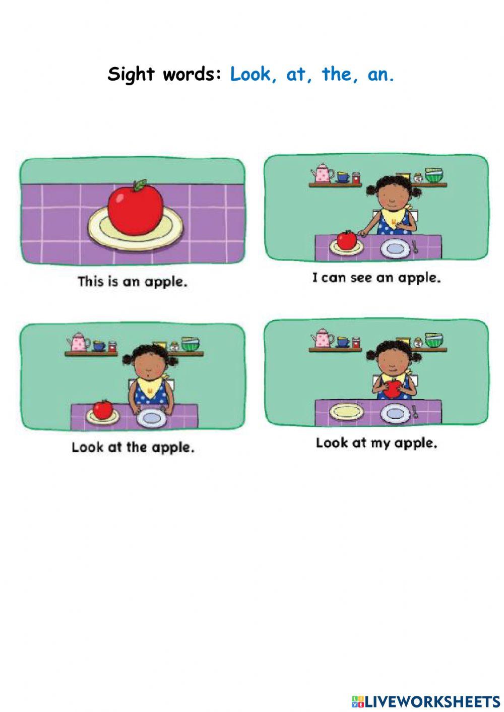 Sight words look, at, the , an