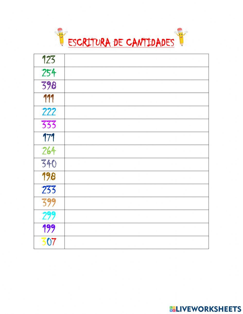 Escritura de cantidades