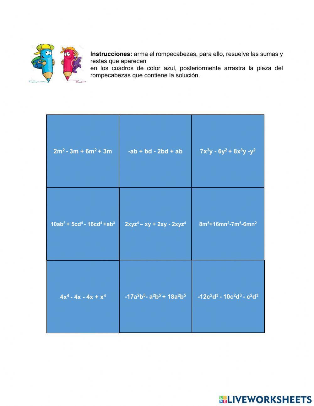 Suma y resta algebraica