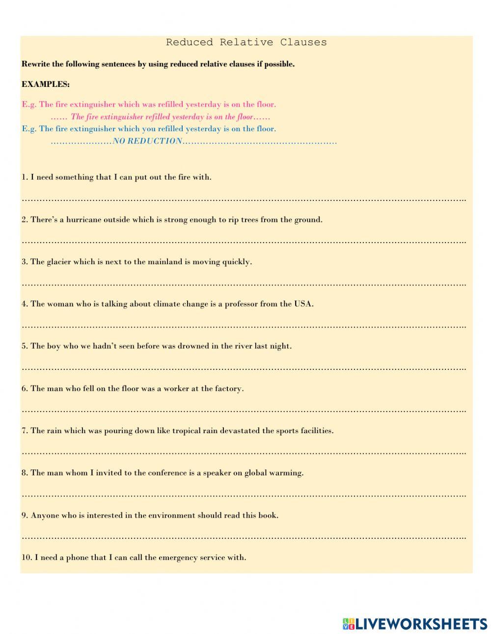 Reduced relative clauses