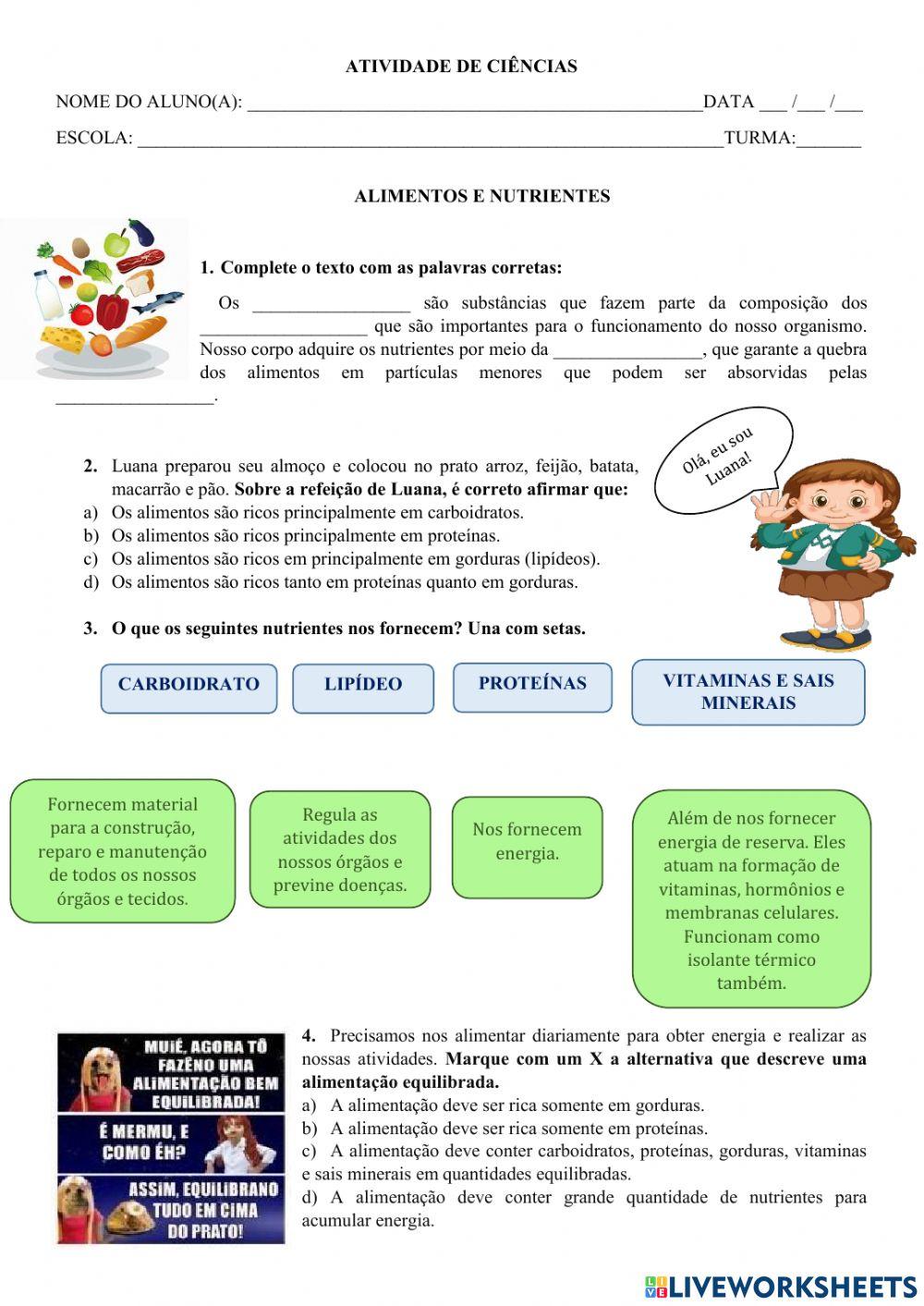 Alimentação e nutrientes