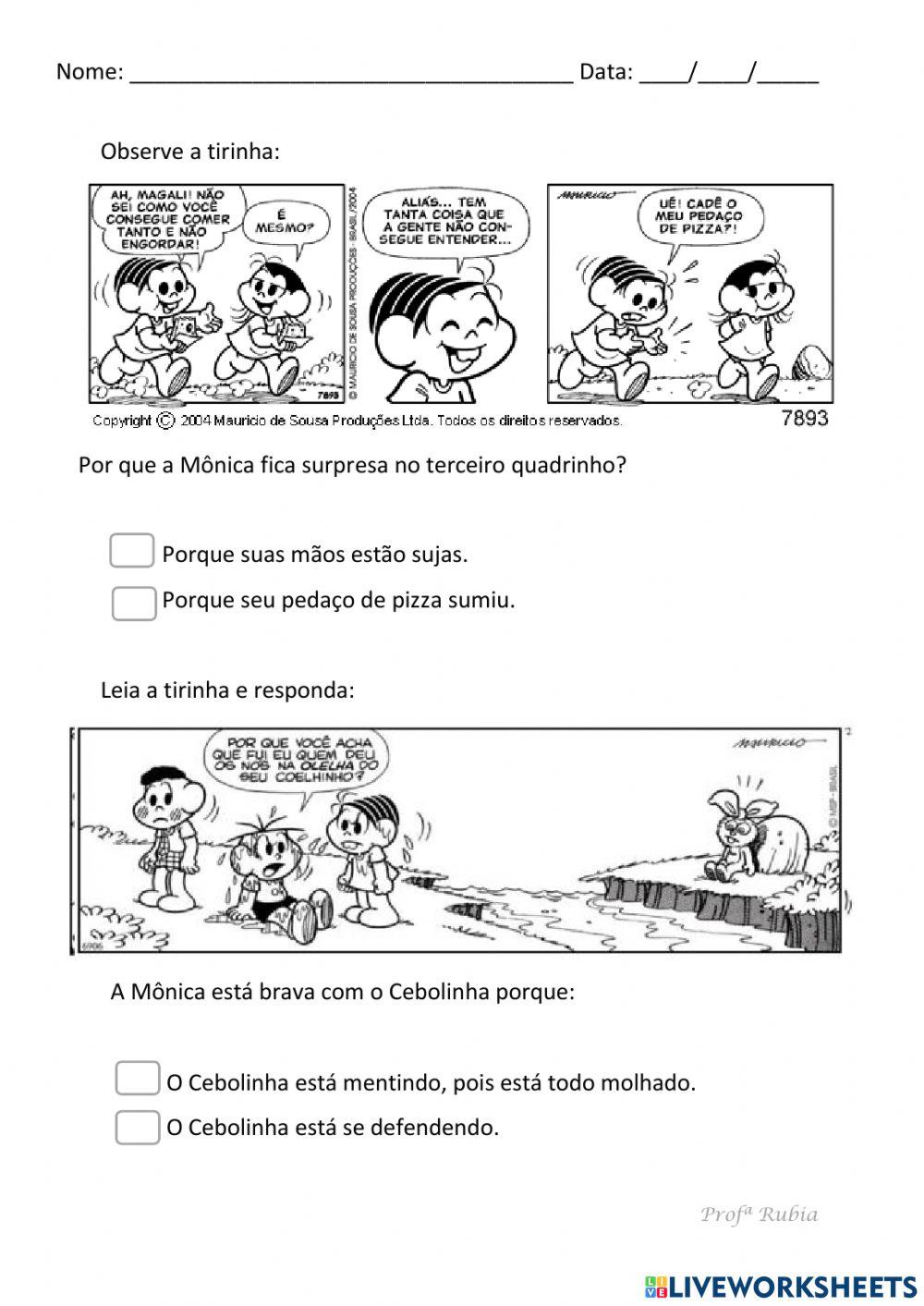 Interpretação de tirinha