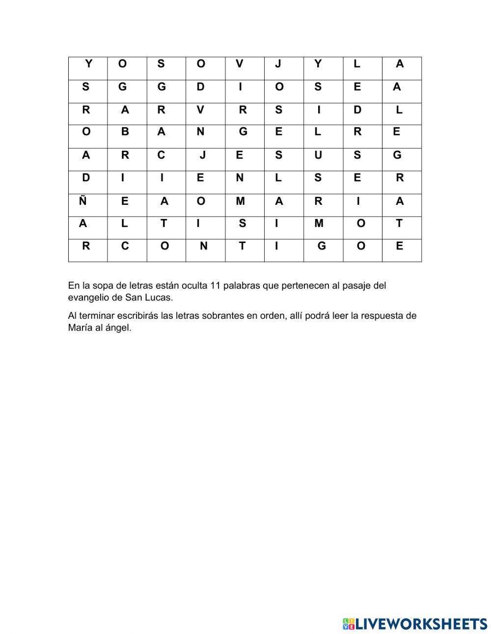 Sopa de letras Mariano Sopa de letras Mariano