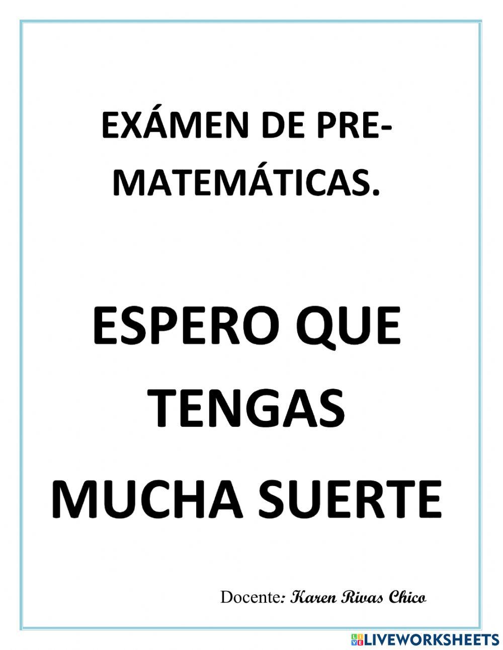 Examen de pre-matemáticas