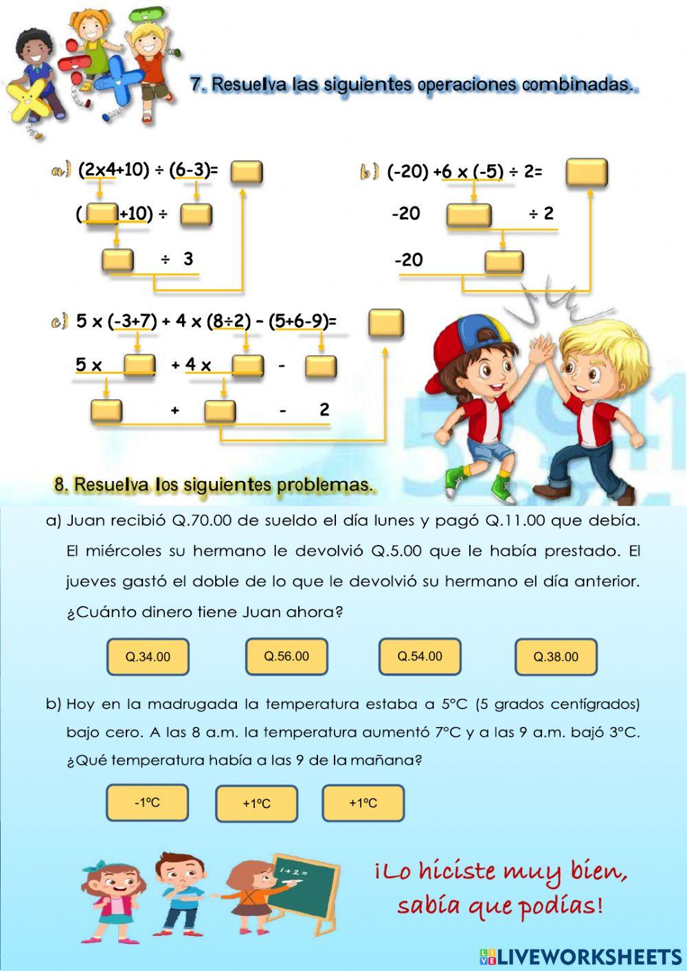 Operaciones B-asicas con Números Enteros
