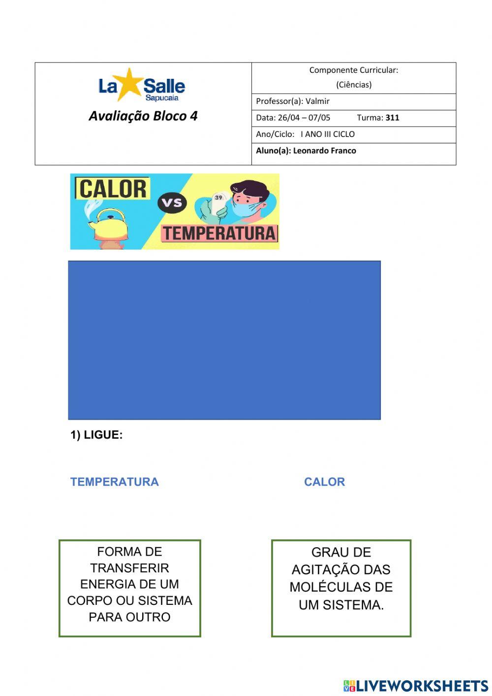 Avaliação Ciências B4