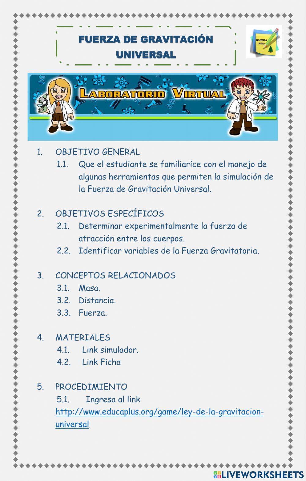 Laboratorio fuerza gravitacional