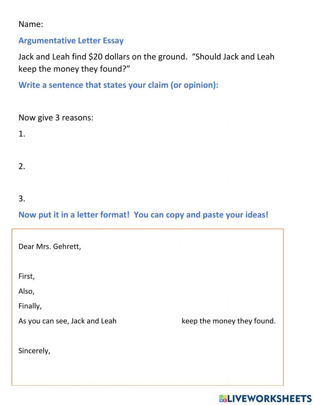 Persuasive Letter Essentials level 2