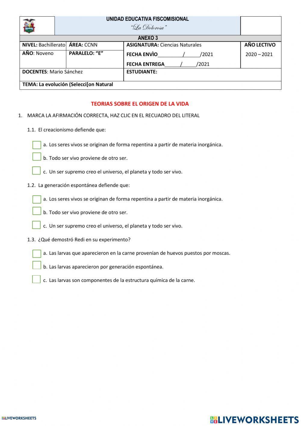 Teorías sobre el origen de la vida