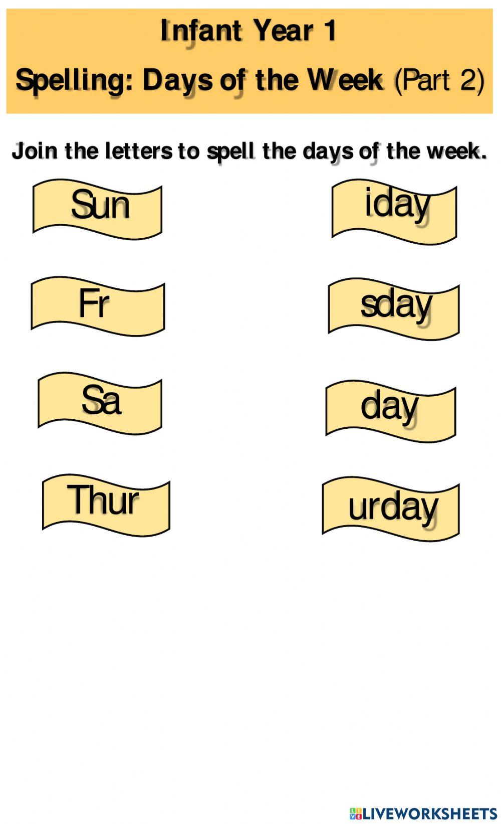 Days of the week spelling