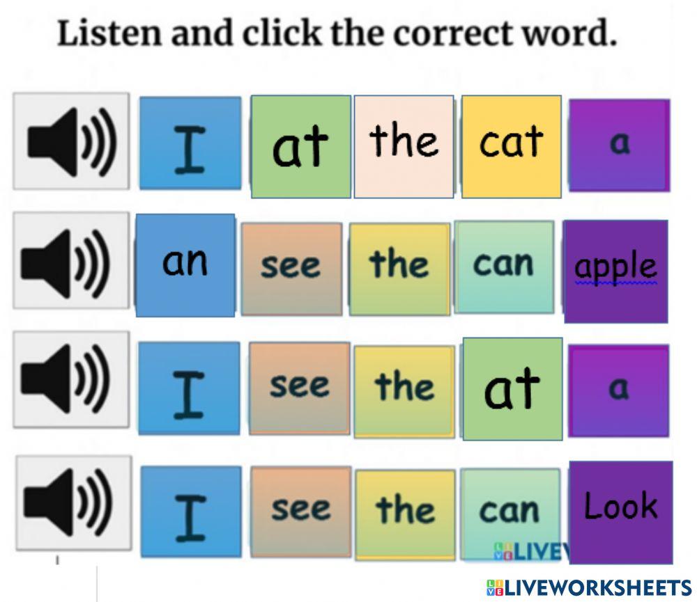 Sight words look, at, the , an