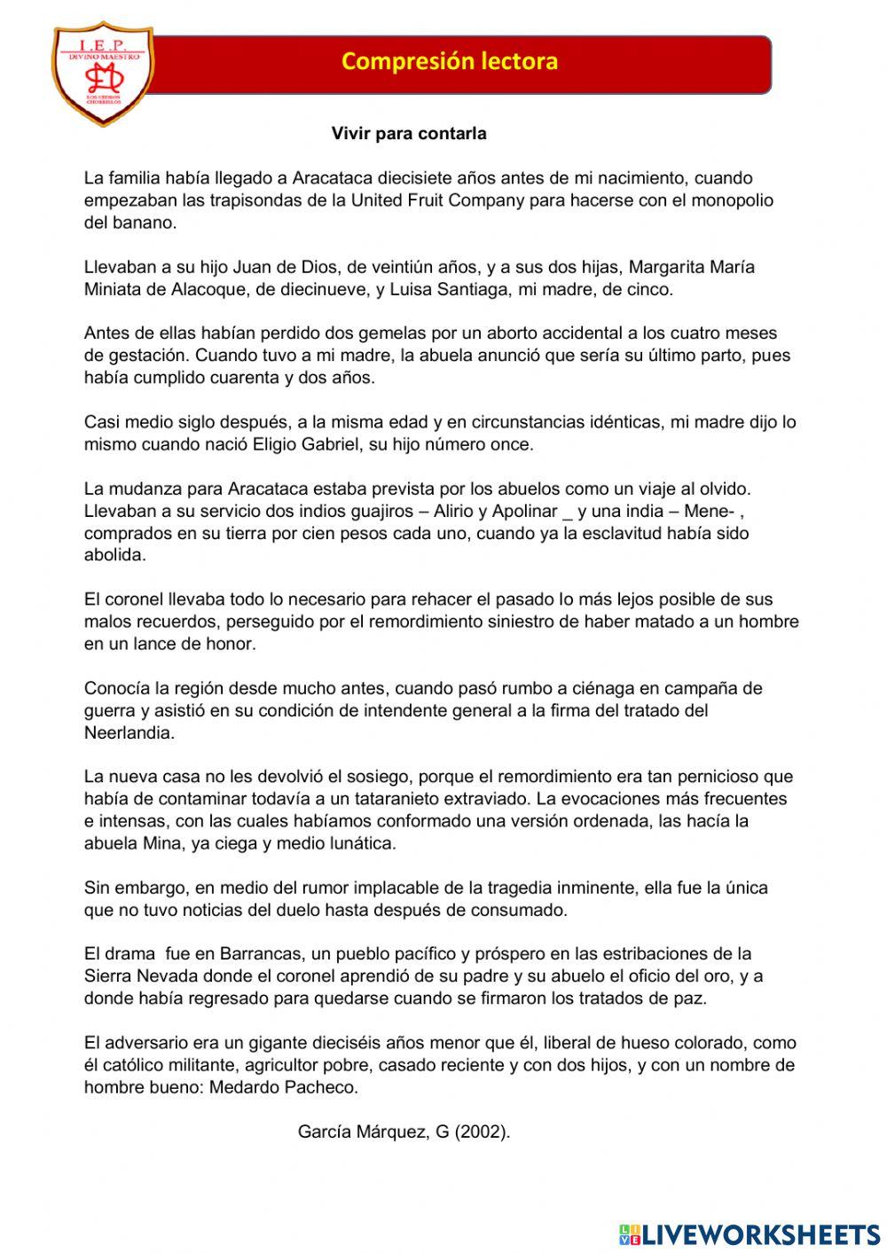 Compresión Lectora - 3ero C