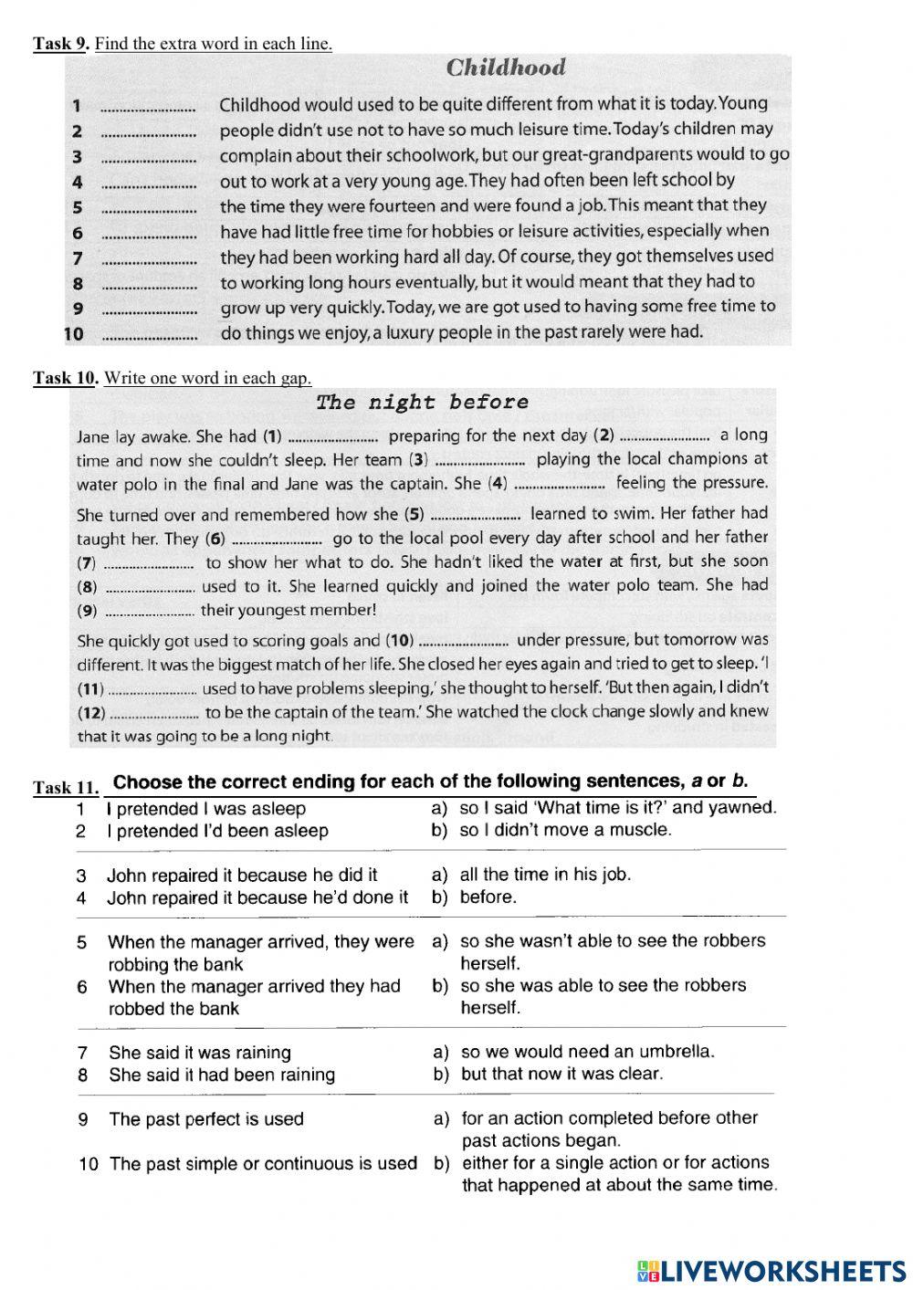 Past tenses - revision B2