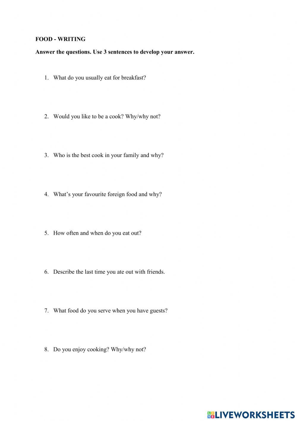 Food - answering questions