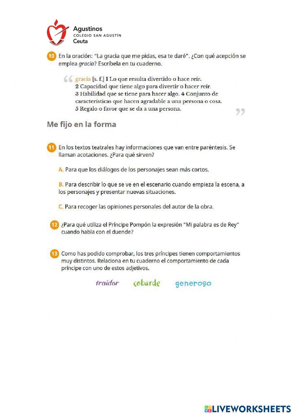 Comprensión Lectora -La Palabra de un Duende- (Unidad 11)