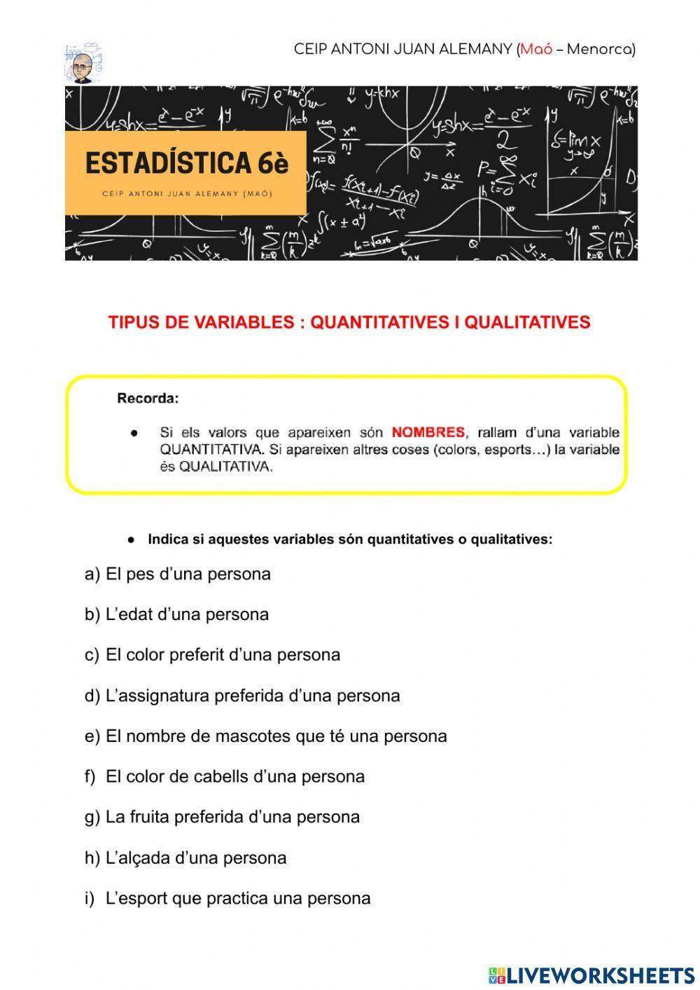 Variables quantitatives i qualitatives