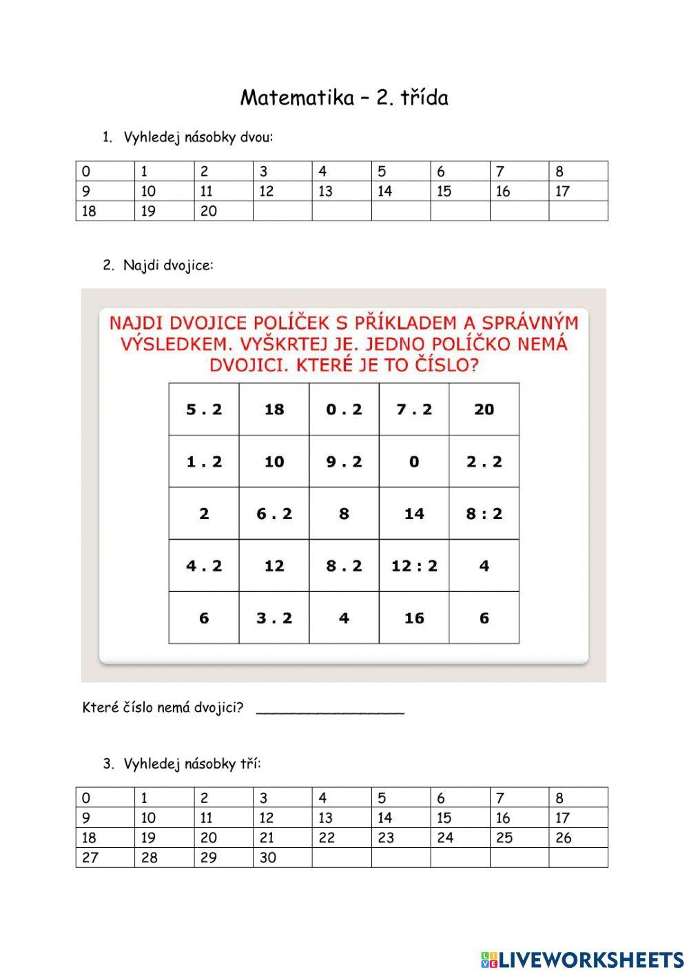 Matematika - 2. třída
