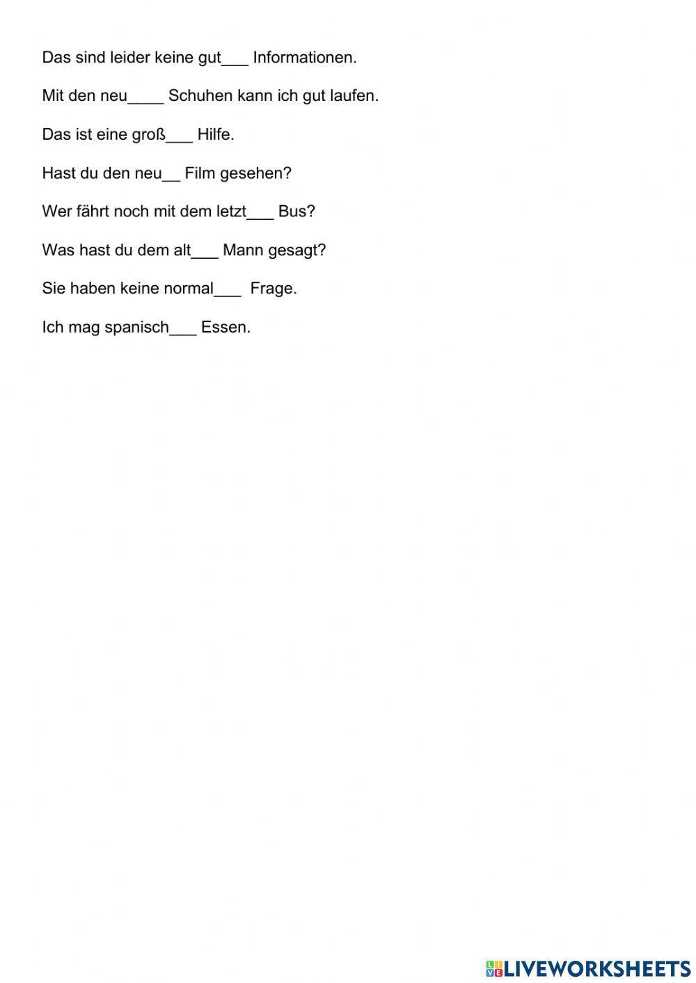 Deklination der Adjektive 3- skloňování přídavných jmen