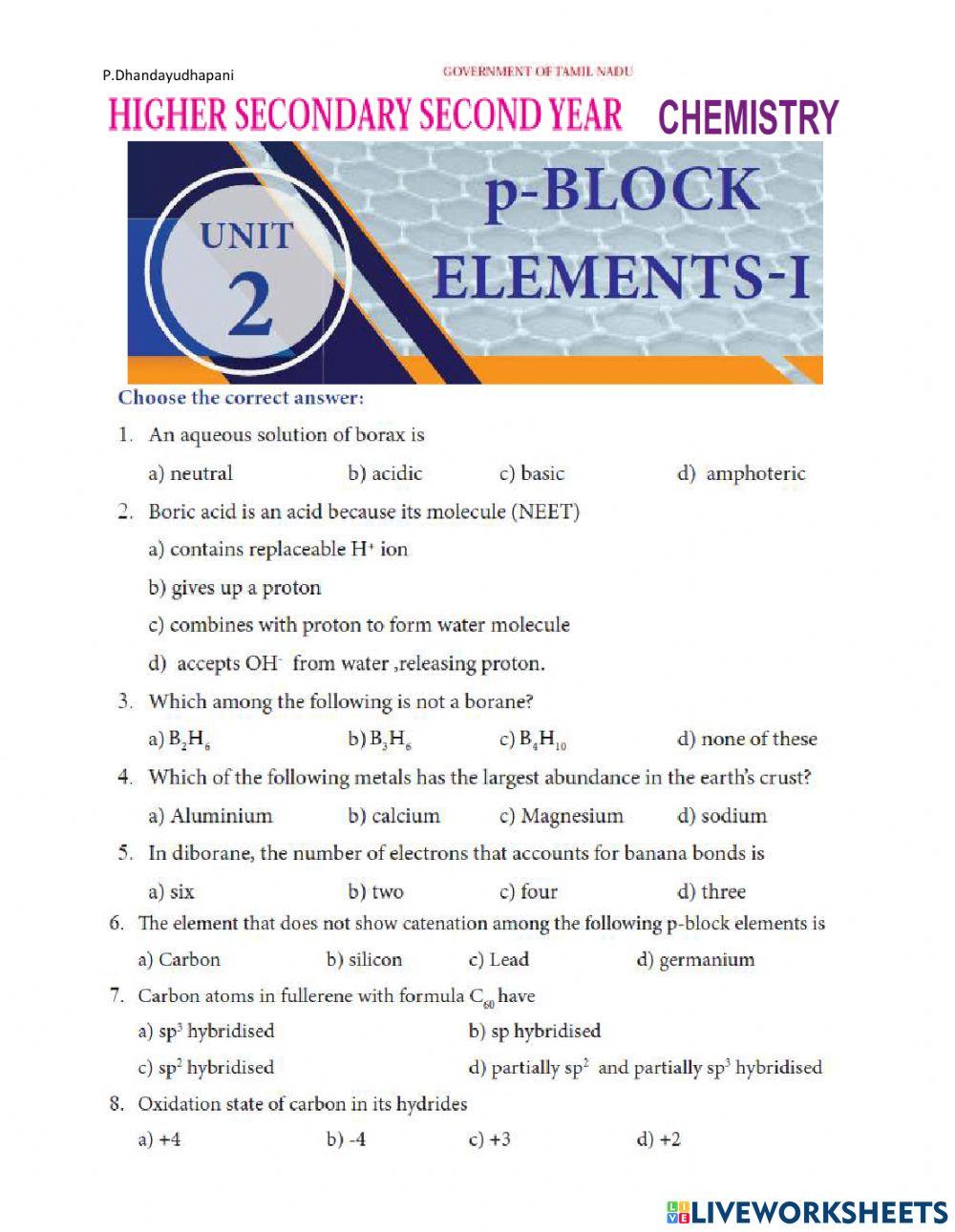 Tnscert 12th chemistry unit2 p block elements 1
