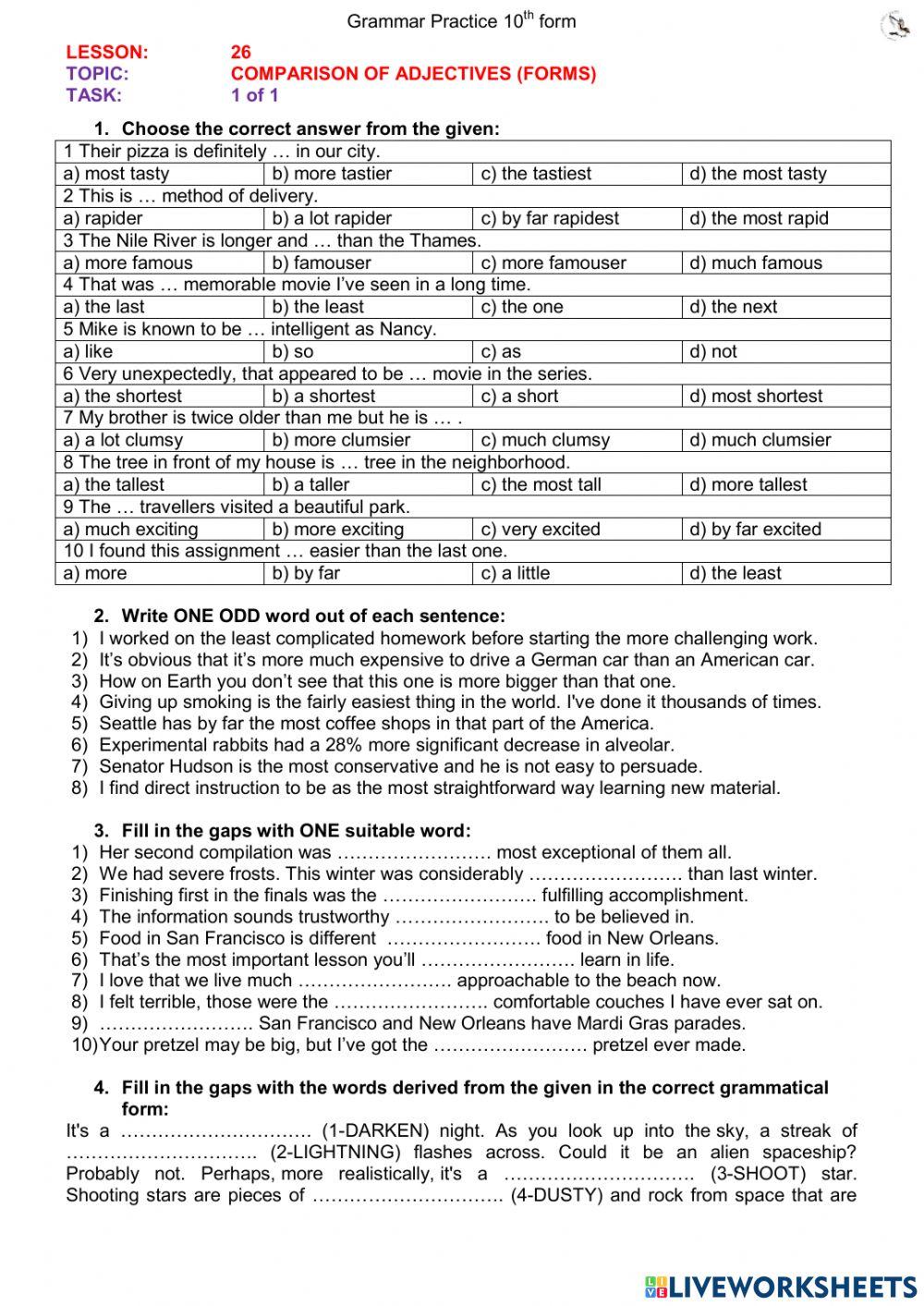 Comparison of adjectives (forms)