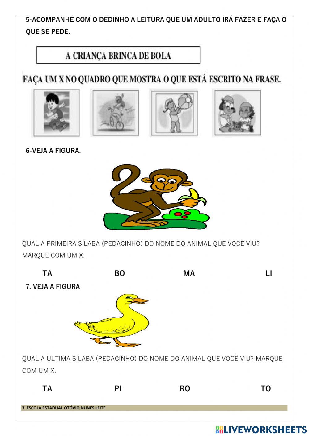 Avaliação de português 1º b.