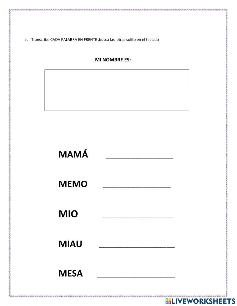 Examen de lectoescritura