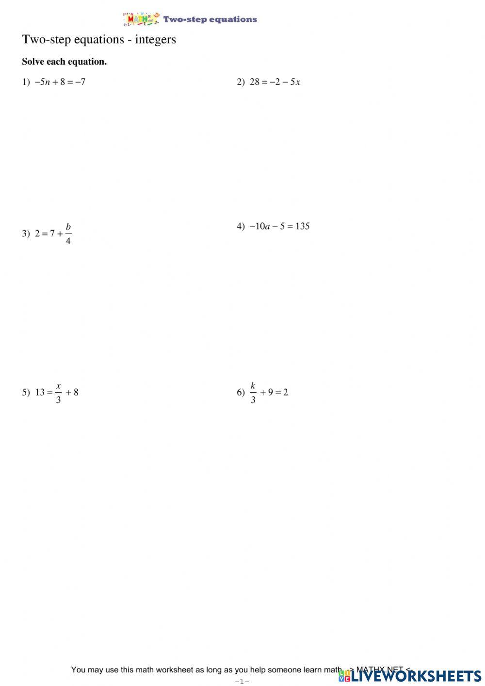 Solving Two-Step Equations