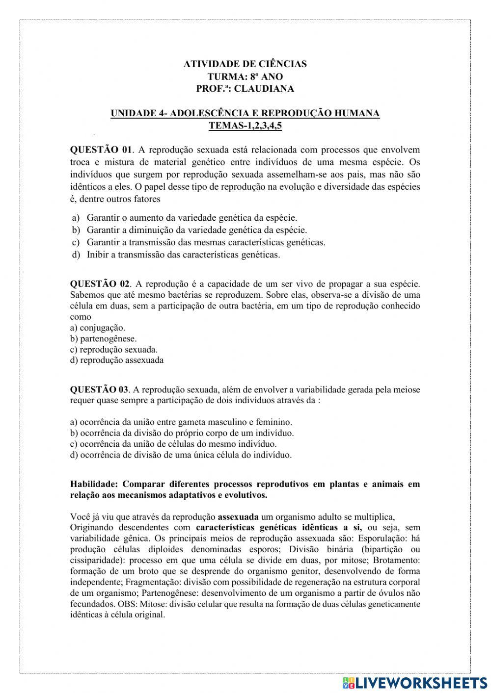 Adolescencia e reprodução