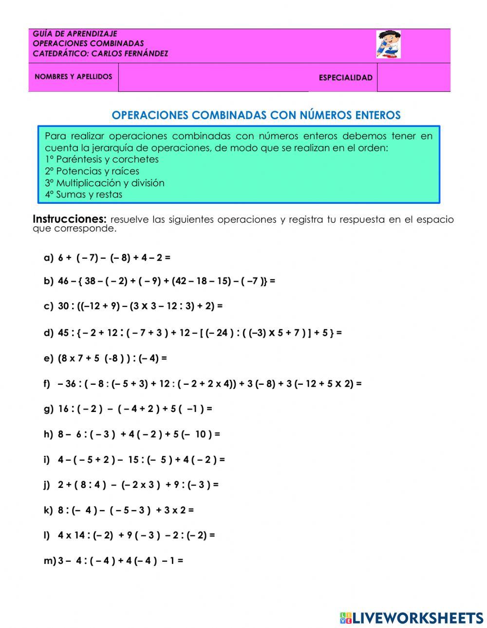 Operaciones combinadas