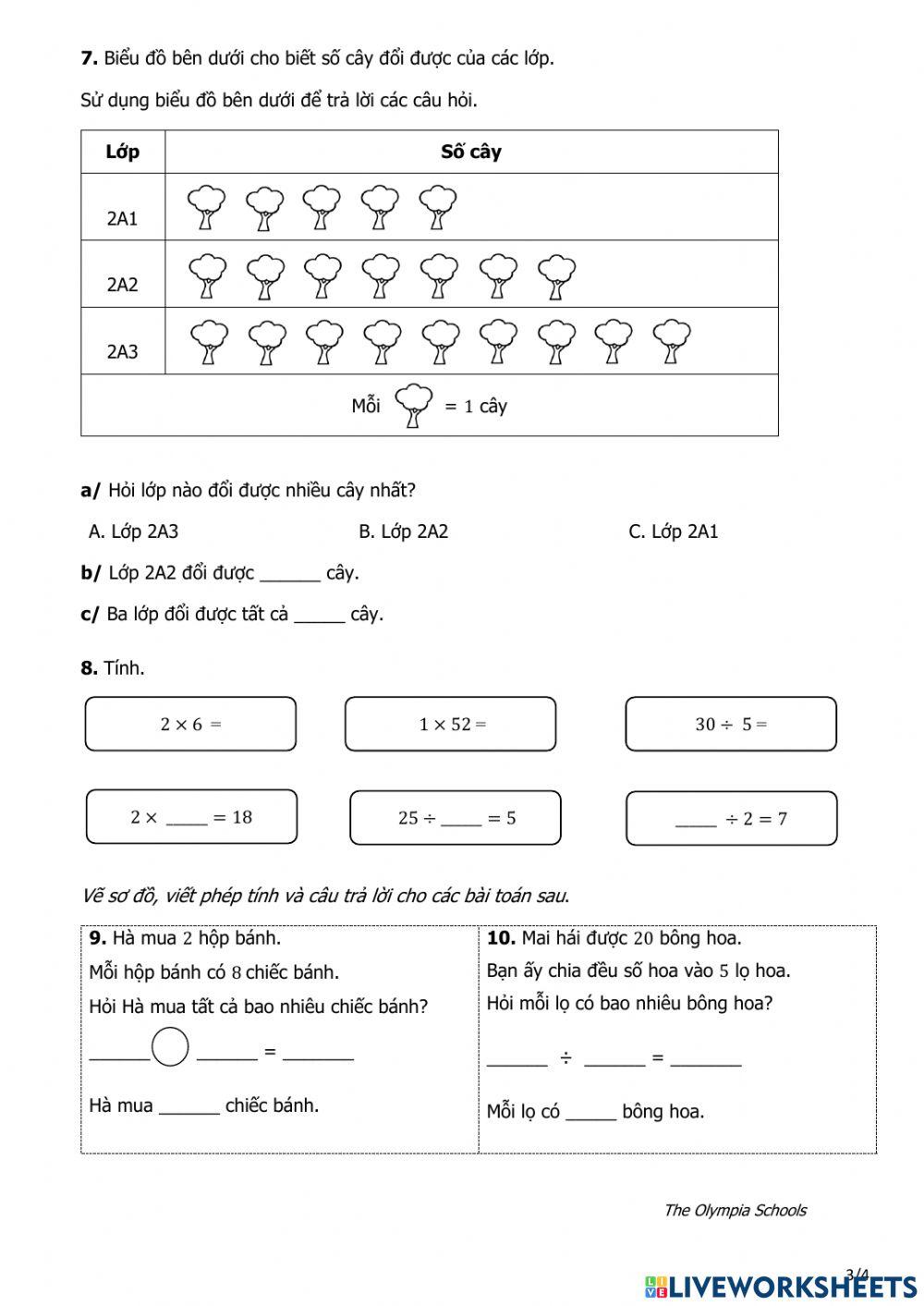 Bài  kiểm  tra Toán học kì 2