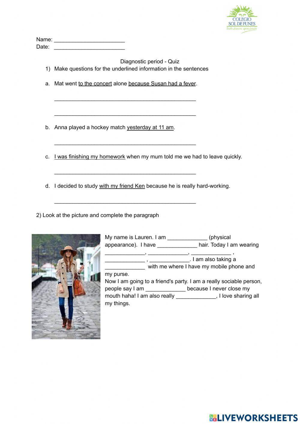 Quiz Go Getter 4 unit 1