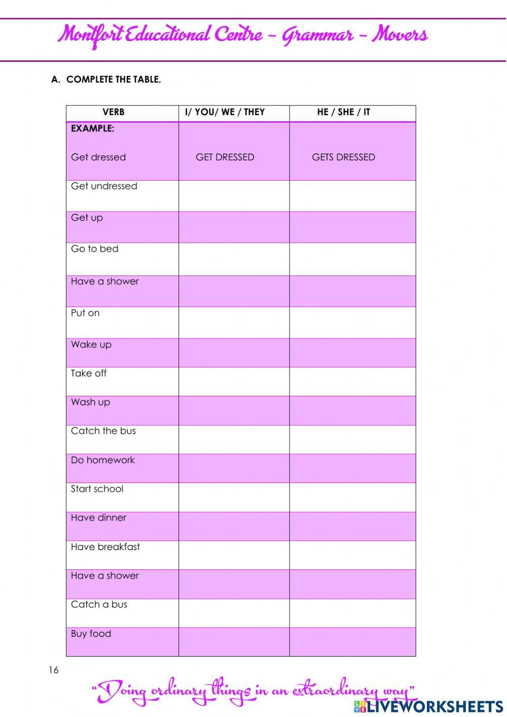 MOVERS GRAMMAR UNIT 3