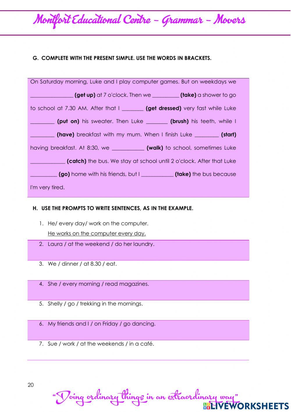 MOVERS GRAMMAR UNIT 3