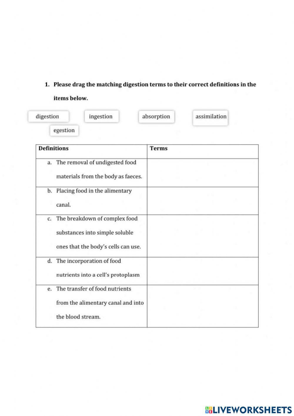 Nutrition in animals