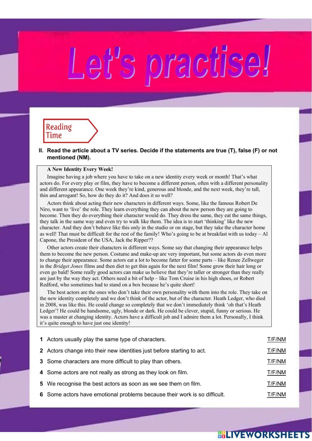 Listening, reading & use of english